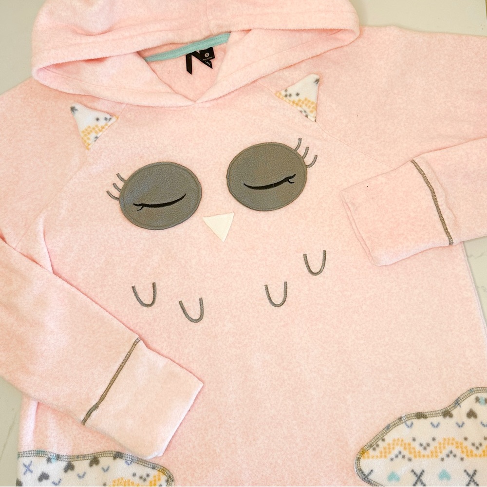 Kenzie Owl Fleece Sleep Hoodie S Pink - Picture 4 of 6